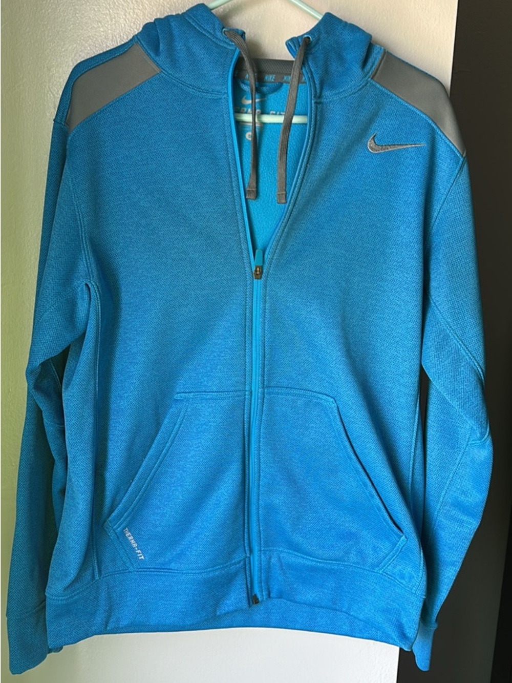 Nike Blue Therma-Fit Fleece Jacket with Gray Trim